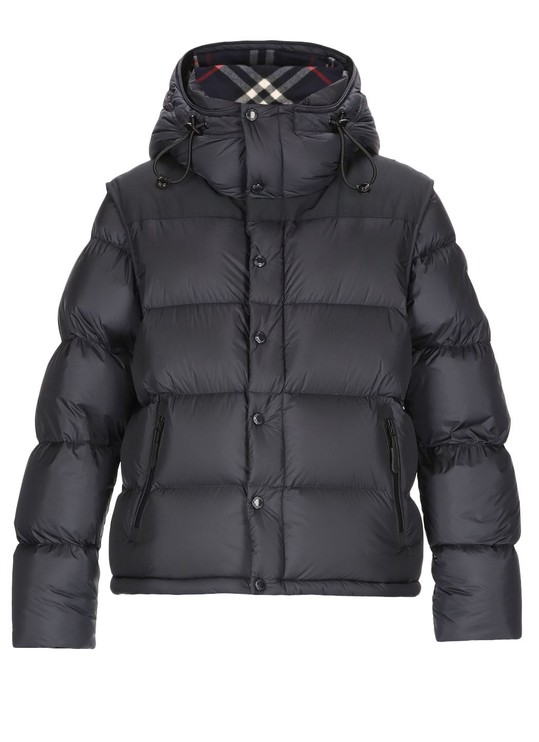 Detachable sleeve hooded puffer jacket