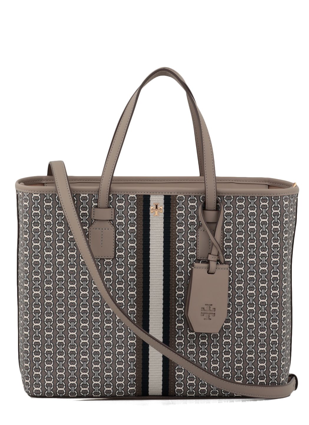 Tory Burch Gray Heron Gemini Link Coated Canvas Tote (sold out