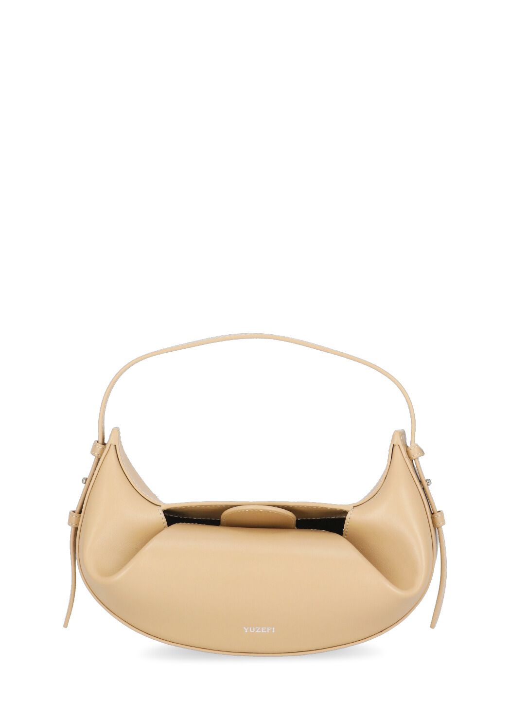Mini Fortune Cookie Bag in Beige Leather