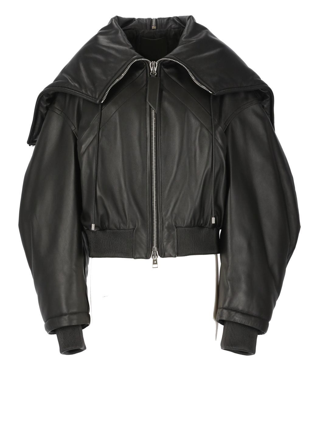 Leather bomber jacket