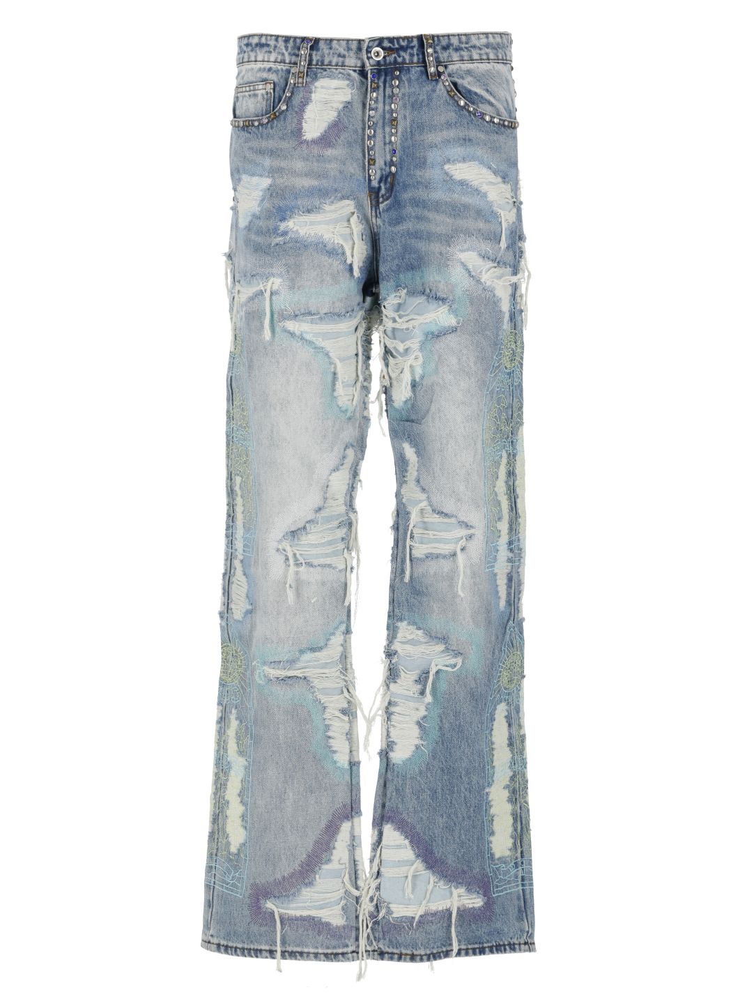 Multicolor Stud Distressed jeans
