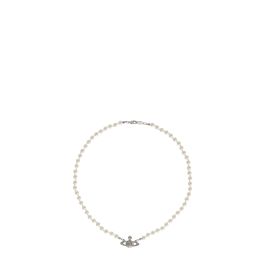 Mini Bas Relief Pearl Choker in platinum-crystal-pearl